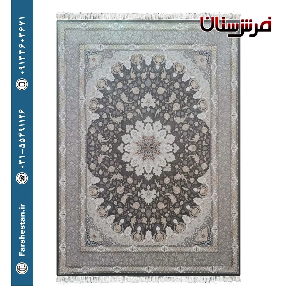 فرش طرح دلربا سربی - 1500 شانه تمام آکریلیک