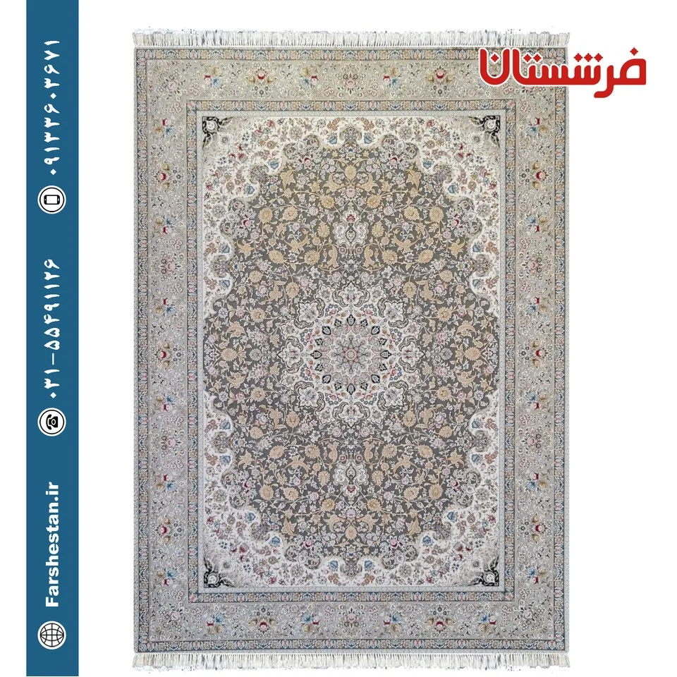 فرش طرح ماهان زغالی 1500 شانه برجسته تمام آکریلیک