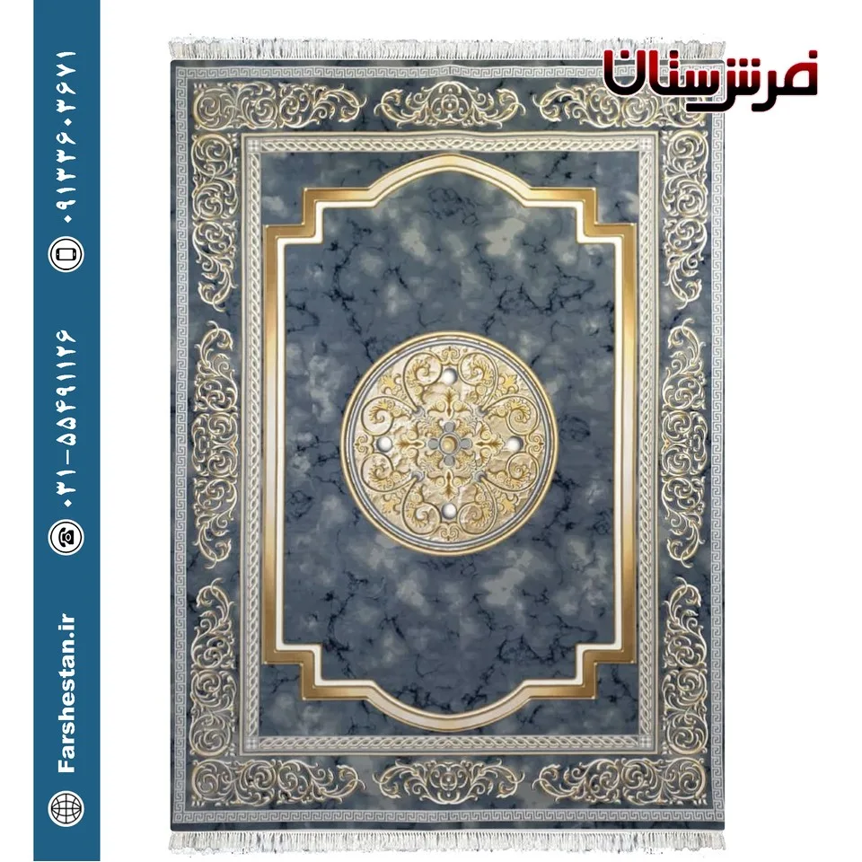 فرش طرح مدوسا طوسی - 1500 شانه تمام آکریلیک