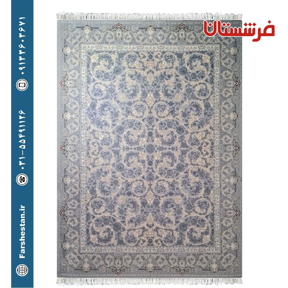 فرش طرح مهربان نقره ای طلاکوب 700 شانه تمام آکریلیک