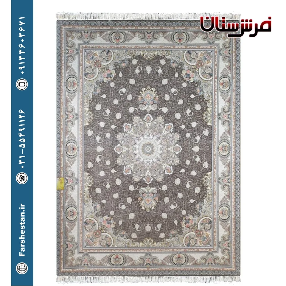 فرش طرح نوین شکلاتی - 1500 شانه تمام آکریلیک