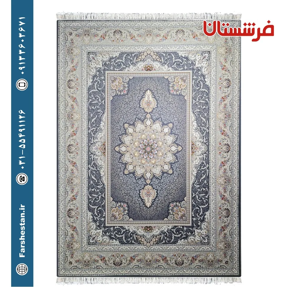فرش طرح سلین تیتانیومی 1000شانه برجسته تمام آکریلیک