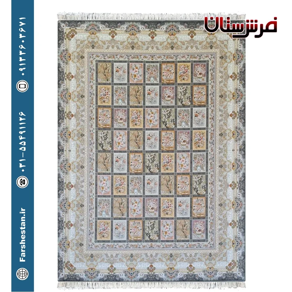 فرش طرح سوگلی سربی - 1500 شانه تمام آکریلیک