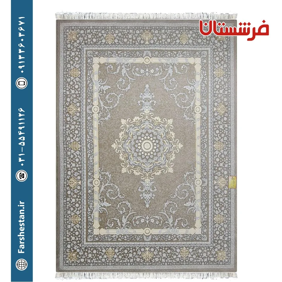فرش طرح آیدین نسکافه ای 700 شانه تمام آکریلیک