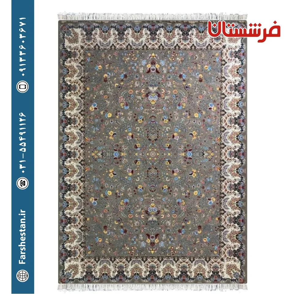 فرش طرح بنفشه ترمه ای 1200 شانه تمام آکریلیک