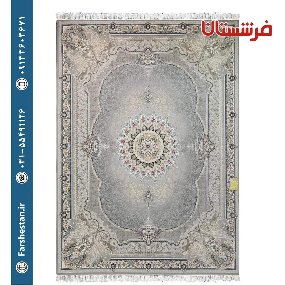 فرش طرح دردانه نقره ای 700 شانه تمام آکریلیک