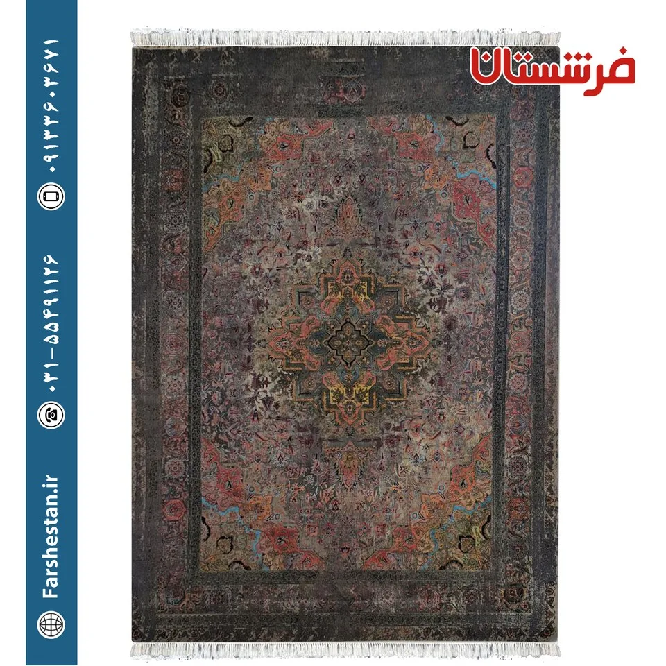 فرش طرح هریس وینتیج ترمه ای 1200 شانه تمام آکریلیک