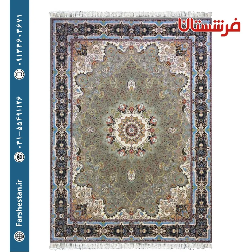 فرش طرح خاتون ترمه ای 1200 شانه تمام آکریلیک