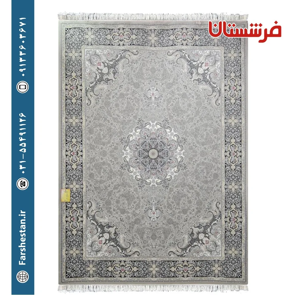 فرش طرح رکسانا نقره ای 700 شانه تمام آکریلیک
