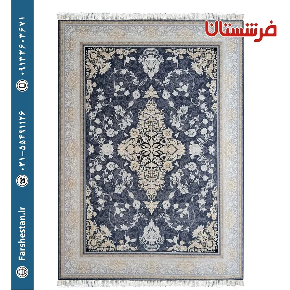 فرش طرح تیارا دودی 700 شانه تمام آکریلیک