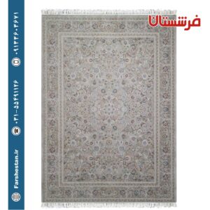 فرش طرح بهگل نقره ای 1500 شانه برجسته تمام آکریلیک