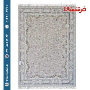 فرش طرح دلوین نقره ای 1500 شانه برجسته تمام آکریلیک