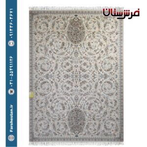 فرش طرح گلدانی بژ - 1500 شانه تمام آکریلیک