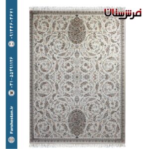 فرش طرح گلدانی کرم - 1500 شانه تمام آکریلیک