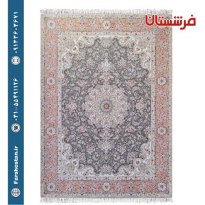 فرش طرح گلریس زغالی 1500 شانه برجسته تمام آکریلیک
