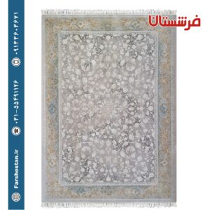 فرش طرح نسیم وینتیج آبی طلایی 1500 شانه برجسته تمام آکریلیک