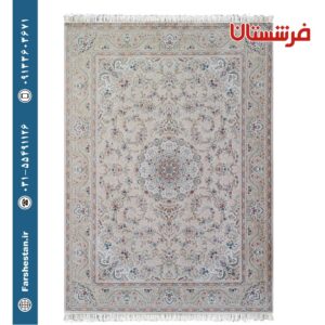 فرش طرح نسترن کرم 1500 شانه برجسته تمام آکریلیک