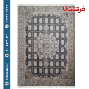 فرش طرح رادین زغالی 1500 شانه برجسته تمام آکریلیک