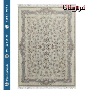 فرش طرح سوسن کرم صدفی - 1200 شانه تمام آکریلیک