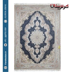 فرش طرح طنین سرمه ای - 1500 شانه تمام آکریلیک