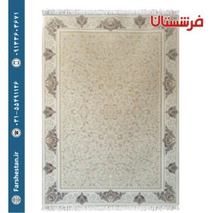فرش طرح پروانه کرم نقره ای پالت سیلور 1200شانه برجسته تمام آکریلیک