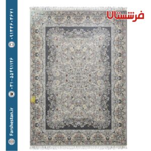 فرش طرح شاپرک نقره ای 700 شانه تمام آکریلیک