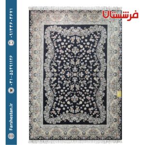 فرش طرح شاپرک سرمه ای 700 شانه تمام آکریلیک