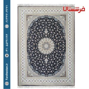 فرش طرح ارغوان سرمه ای 1500 شانه تمام آکریلیک
