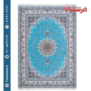 فرش طرح راما آبی الماسی 1500 شانه تمام آکریلیک