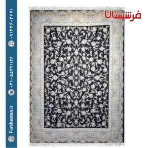 فرش طرح سروین سرمه ای 1200شانه برجسته تمام آکریلیک