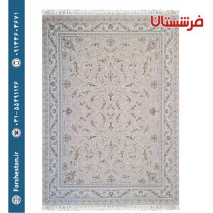 فرش طرح شروین بژ 1500 شانه برجسته تمام آکریلیک