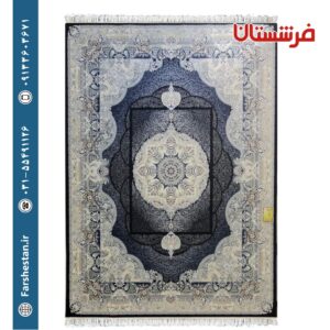 فرش طرح آبادیس سرمه ای 1200شانه برجسته تمام آکریلیک