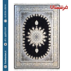 فرش طرح بهار سرمه ای 1200شانه برجسته تمام آکریلیک