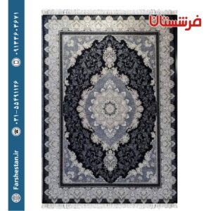 فرش طرح کریستال سرمه ای 1200شانه برجسته تمام آکریلیک