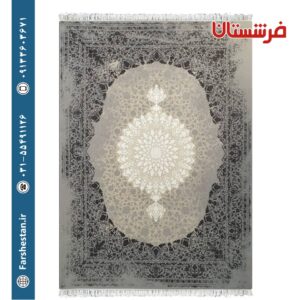 فرش طرح کارولین نقره ای 1200شانه برجسته تمام آکریلیک