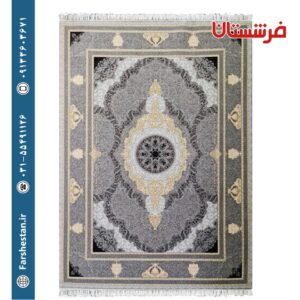 فرش طرح خاتون نقره ای 1200شانه برجسته تمام آکریلیک