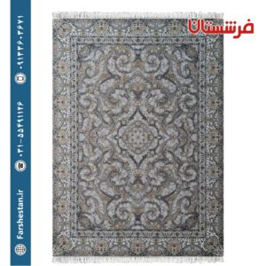 فرش طرح ماهگل نقره ای 1200شانه برجسته تمام آکریلیک