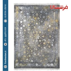 فرش طرح میلان زغالی 1200شانه برجسته تمام آکریلیک