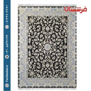 فرش طرح پارلا سرمه ای 1200شانه برجسته تمام آکریلیک