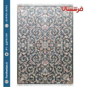 فرش طرح رز زغالی 1200شانه برجسته تمام آکریلیک