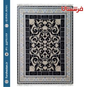 فرش طرح روژان سرمه ای 1200شانه برجسته تمام آکریلیک