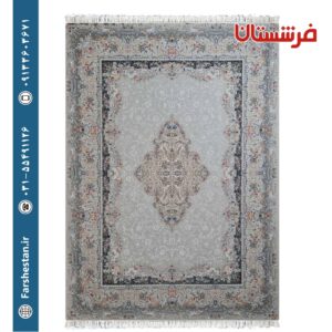 فرش طرح صدف نقره ای 1200شانه برجسته تمام آکریلیک