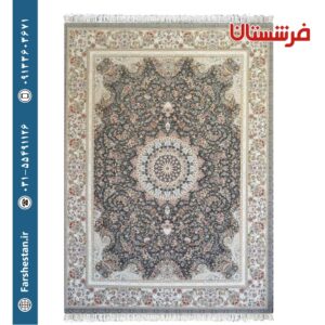 فرش طرح ترنج زغالی 1200شانه برجسته تمام آکریلیک