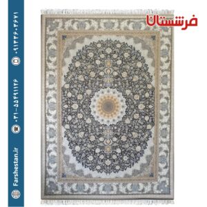 فرش طرح ویکتوریا زغالی 1200شانه برجسته تمام آکریلیک