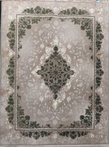فرش طرح ترمه سبز 2124- 700 شانه تمام آکریلیک