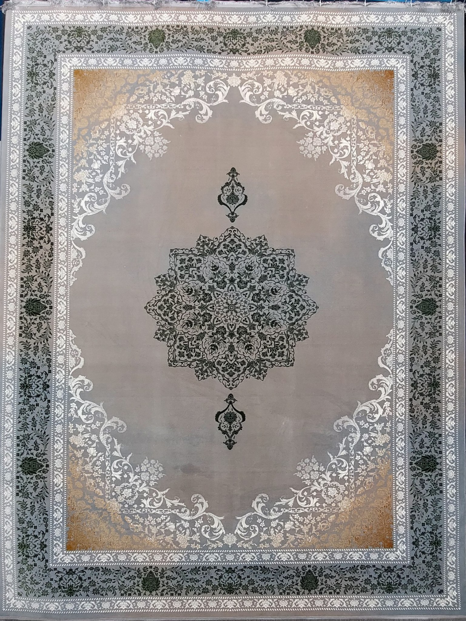 فرش طرح ترمه سبز 311- 700 شانه تمام آکریلیک