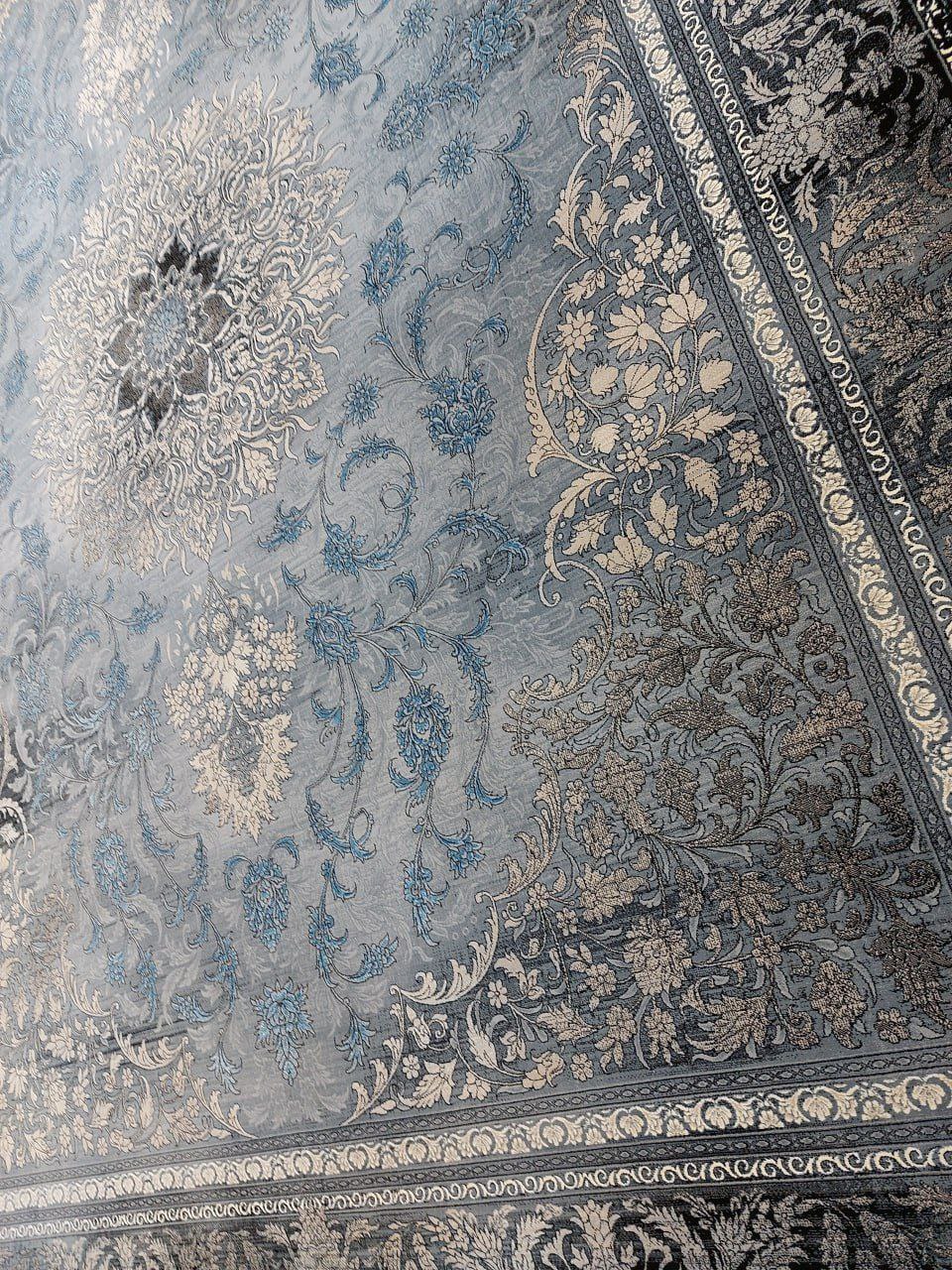 فرش طرح پالاس آبی سرمه ای - 700 شانه تمام آکریلیک - تصویر 3