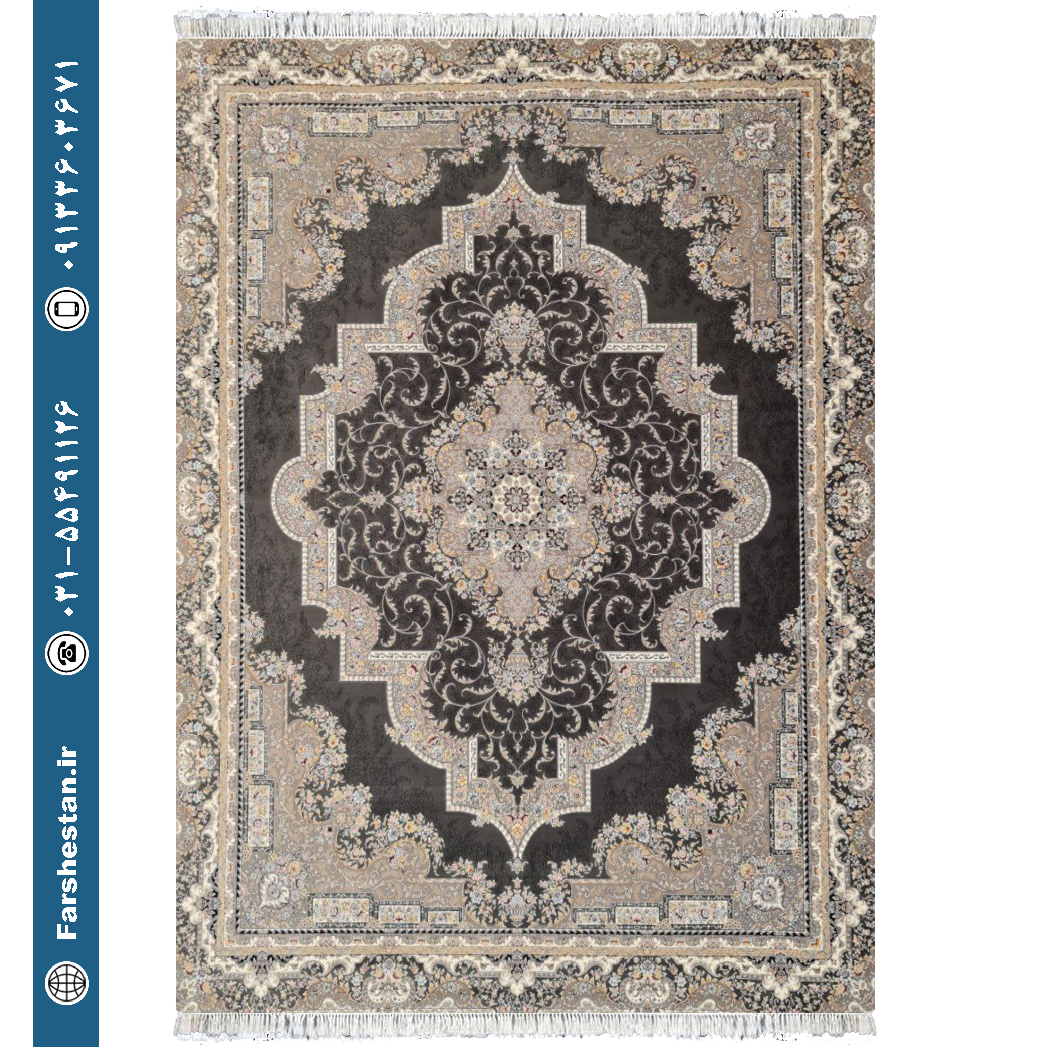 فرش طرح مانلی خاکستری - 1200 شانه تمام آکریلیک