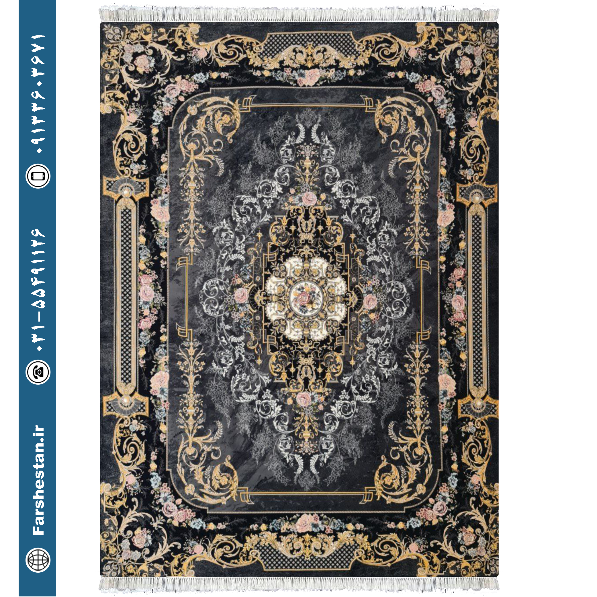 فرش طرح ملودی خاکستری - 1200 شانه تمام آکریلیک