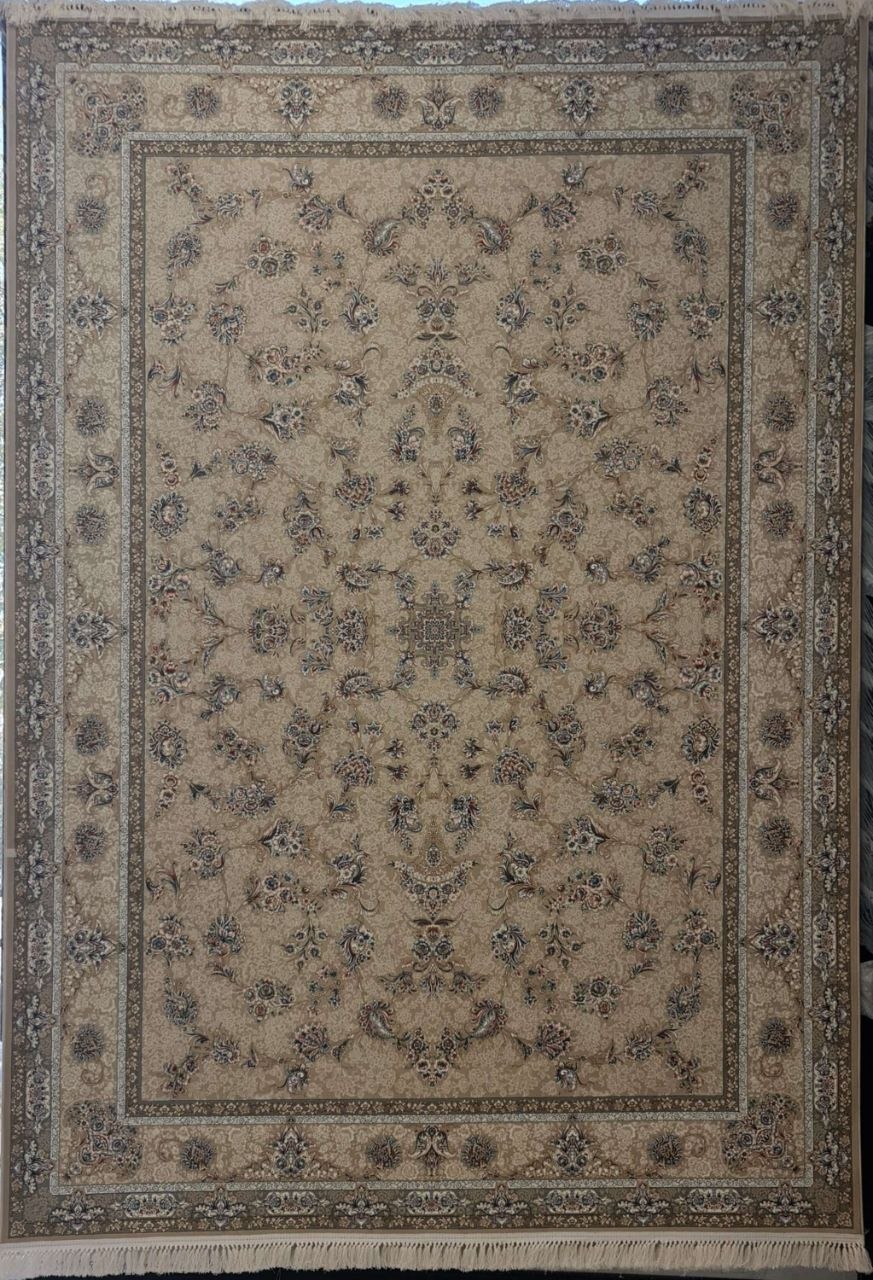 فرش طرح قجر کرم 1200شانه برجسته تمام آکریلیک